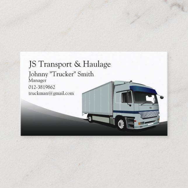 Box Lastbil Haulage Black Affärskort Visitkort (Framsida)