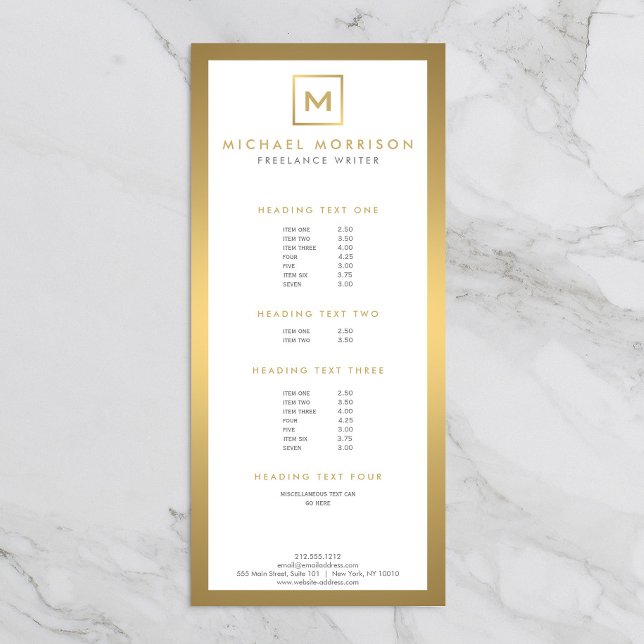 BOX-LOGOTYP med DIN INITIAL/MONOGRAM i Faux Guld Reklamkort (Skapare uppladdad)