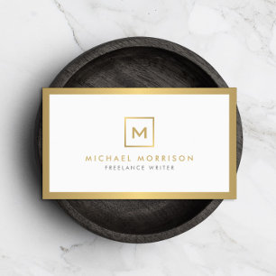 BOX-LOGOTYP med DIN INITIAL/MONOGRAM i Faux Guld Visitkort