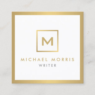 Box Logotyp Monogram i Faux Guld Fyrkantigt Visitkort