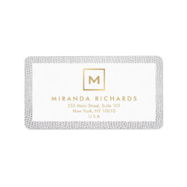 Box Logotyp Monogram med Elegant Snakeskin Print Adressetikett