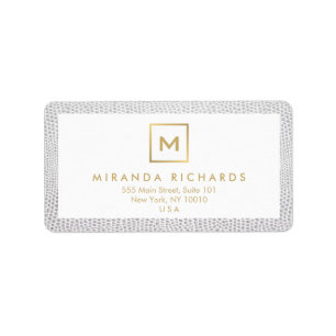 Box Logotyp Monogram med Elegant Snakeskin Print Adressetikett