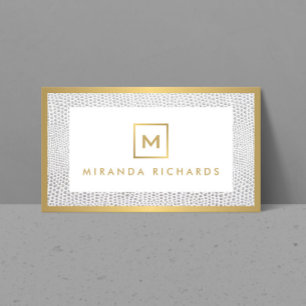 Box Logotyp Monogram med Elegant Snakeskin Print Visitkort