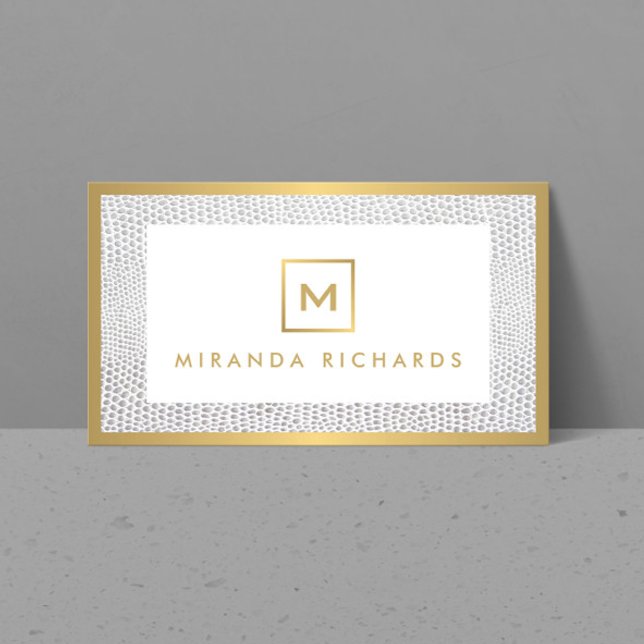 Box Logotyp Monogram med Elegant Snakeskin Print Visitkort (Skapare uppladdad)