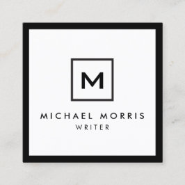 Box Logotyp Monogram på Black/White Fyrkantigt Visitkort