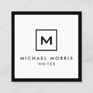 Box Logotyp Monogram på Black/White Fyrkantigt Visitkort