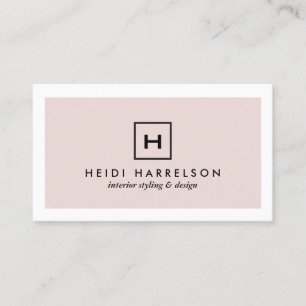 Box Logotyp Monogram på Ljus rosa och svart Visitkort