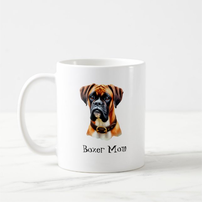 Box Mamma med Cute Boxer Ansikte Kaffemugg (Vänster)
