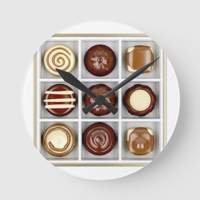 Box med chokladburkar rund klocka (Framsida)