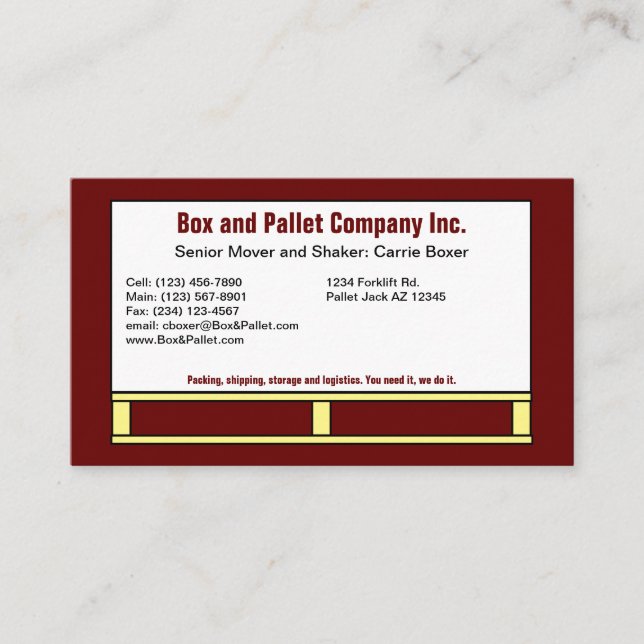 Box on Pallet, Blue Business Card Visitkort (Framsida)