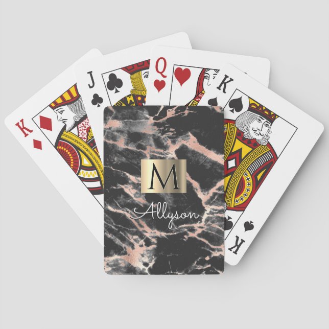 Box Ro/Guld Marble Guld, Namn/Monogram Vs6 Casinokort (Baksidan)