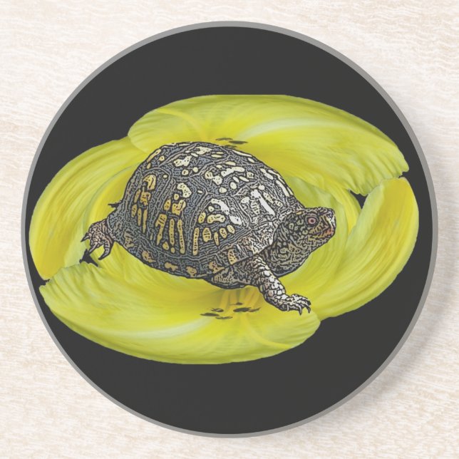 Box Turtle on Gult Lily Underlägg (Framsidan)
