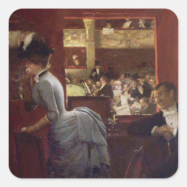 Box vid Stalls, 1883 Fyrkantigt Klistermärke (Framsida)