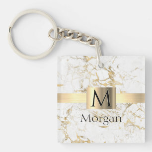 Box White & Guld Marble Guld, Black Namn Monogram