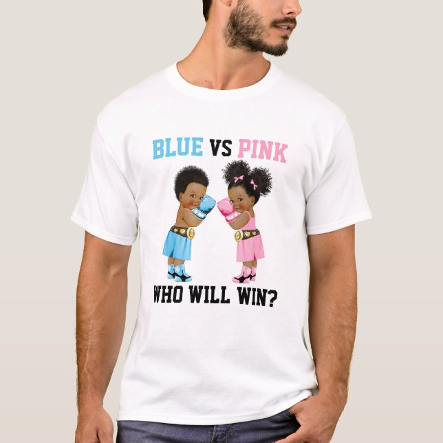 Boxande bebisar pojke eller flicka Könsbyte Blå el T Shirt (Framsida)