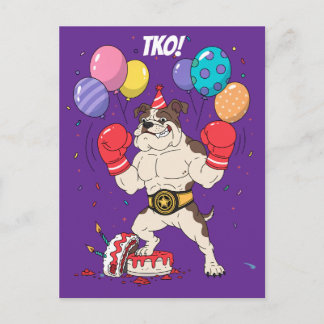 Boxande Bulldog TKO Födelsedagsavsked Konst Vykort