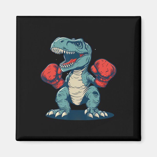 Boxande Dinosaurie Boxare Dino Kickboxning T-rex B Magnet (Framsidan)