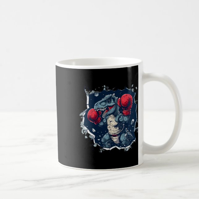 Boxande Dinosaurie Boxare T-Rex Kickboxning Dino B Kaffemugg (Höger)