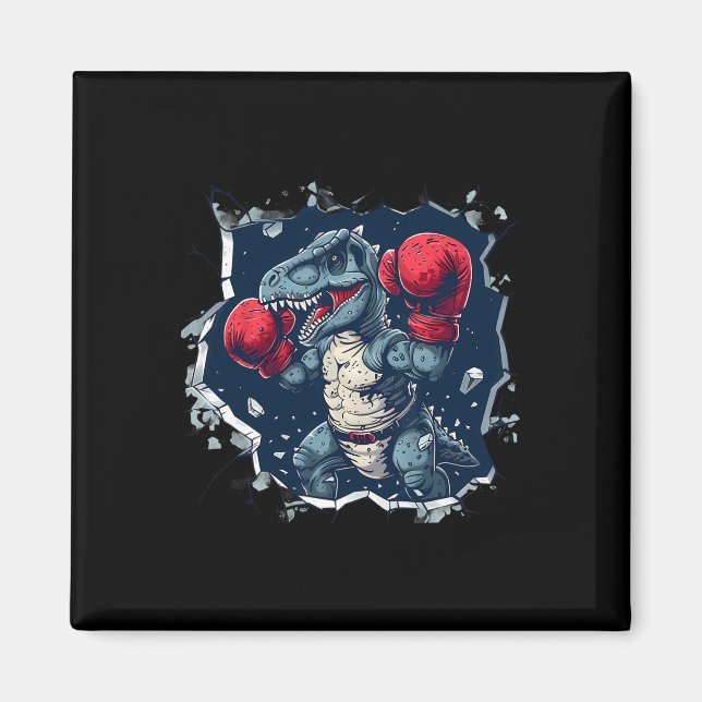 Boxande dinosaurie boxare T-Rex kickboxning Dino b Magnet (Framsidan)