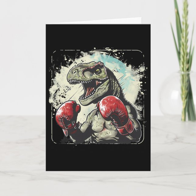 Boxande dinosaurieboxare T-rex kickboxning Dino bo Kort (Framsida)