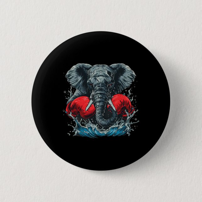 Boxande elefant med boxningshandskar kickboxning k knapp (Framsida)
