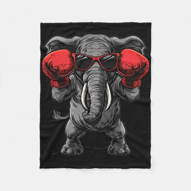 Boxande elefant med boxningshandskor kickboxning R Fleecefilt (Framsidan)