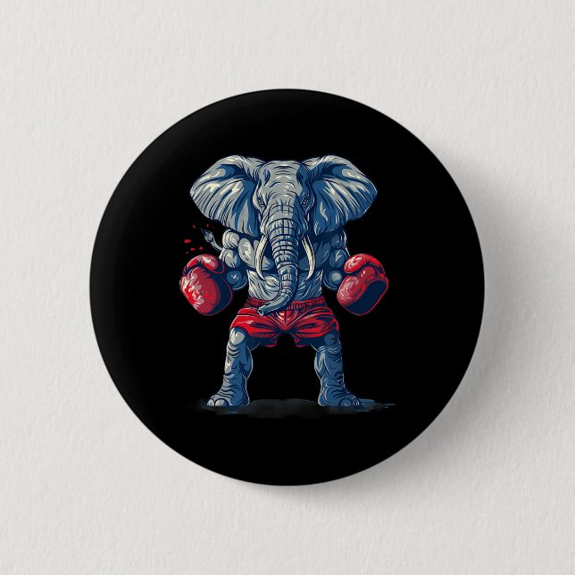 Boxande elefant med boxningshandskor Kickboxning R Knapp (Framsida)