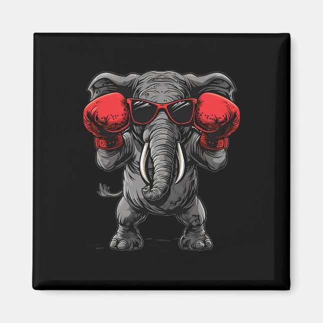 Boxande elefant med boxningshandskor kickboxning R Magnet (Framsidan)