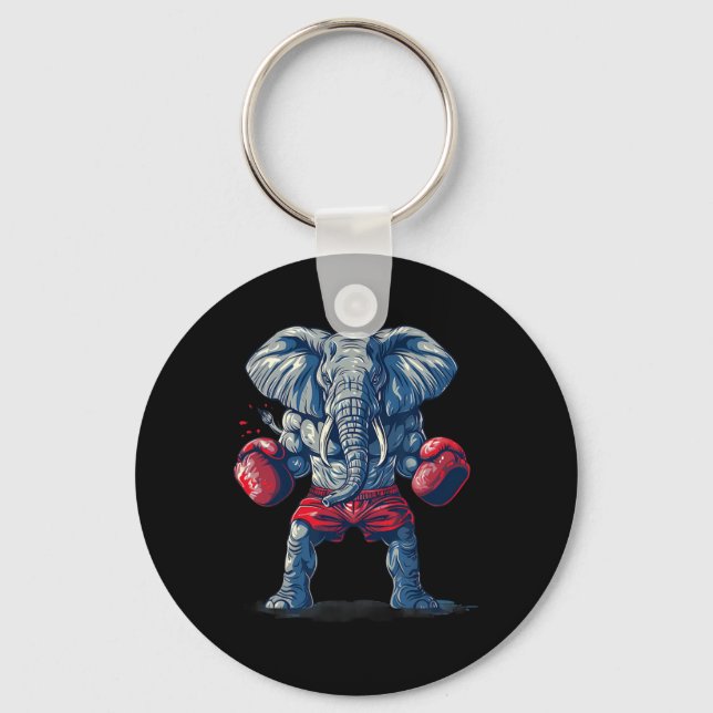 Boxande elefant med boxningshandskor kickboxning R Nyckelring (Framsida)