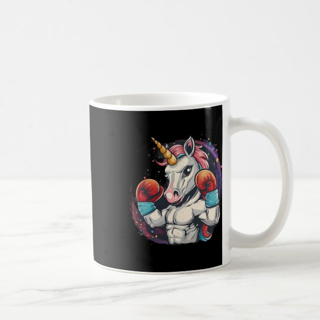 Boxande Enhörning Med Boxningshandskor Kickboxning Kaffemugg (Höger)