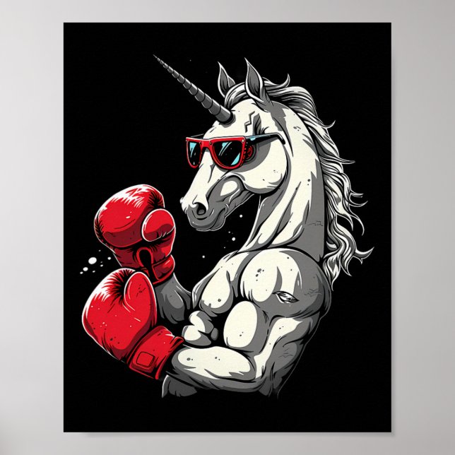 Boxande Enhörning Med Boxningshandskor Kickboxning Poster (Framsidan)