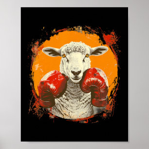 Boxande får med boxningshandskor Kickboxning Rolig Poster