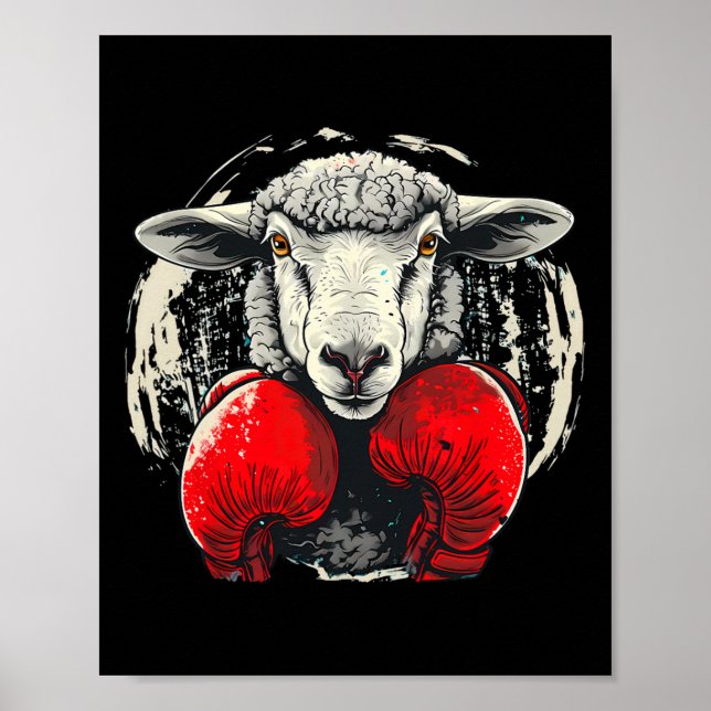 Boxande får med boxningshandskor Kickboxning Rolig Poster (Framsidan)