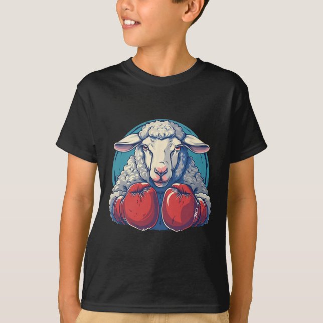 Boxande får med boxningshandskor kickboxning Rolig T Shirt (Framsida)