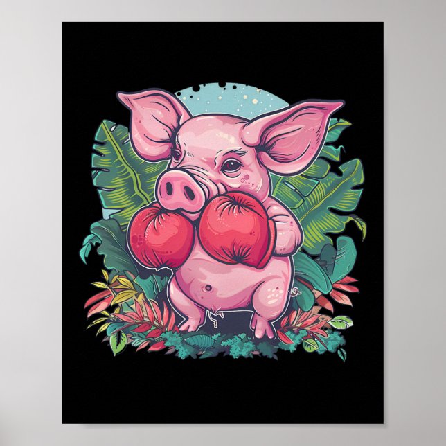 Boxande gris med boxningshandskor kickboxning roli poster (Framsidan)