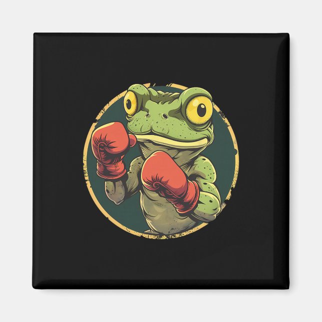 Boxande Groda Med Boxningshandskor Kickboxning Rol Magnet (Framsidan)