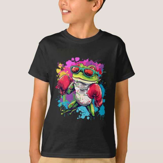 Boxande groda med boxningshandskor kickboxning rol t shirt (Framsida)