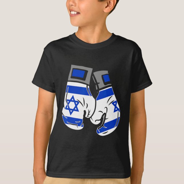 Boxande handsken med Israels Flagga T Shirt (Framsida)