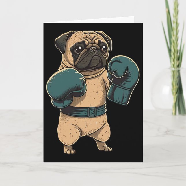 Boxande Hund Pug Boxer Boxningshandskor Mma Kickbo Kort (Framsida)