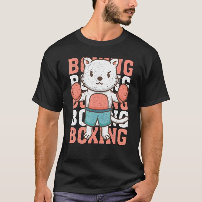 Boxande katt djur   Boxning   Coola boxningshandsk T Shirt (Framsida)