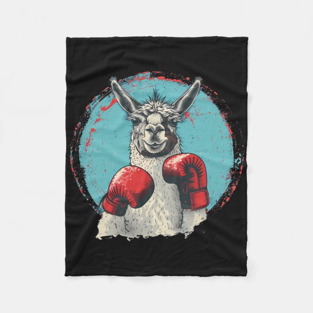 Boxande lama med boxningshandskor kickboxning Roli Fleecefilt (Framsidan)
