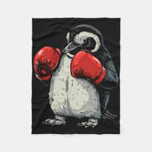 Boxande pingvin med boxningshandskor kickboxning r fleecefilt