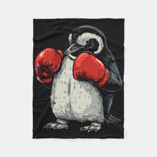 Boxande pingvin med boxningshandskor kickboxning r fleecefilt (Framsidan)