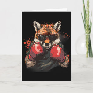 Boxande räv med boxningshandskor Kickboxning Rolig Kort