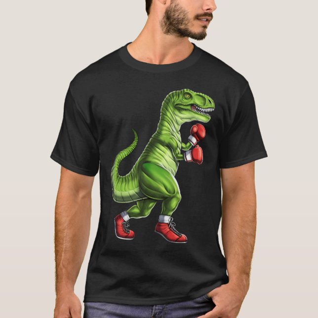 Boxande T-Rex Dinosaurie T Shirt (Framsida)