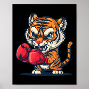 Boxande tiger med boxningshandskor Kickboxning Rol Poster