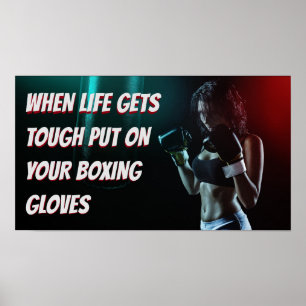 Boxande Tjej Träningsmotiverande Citat Poster
