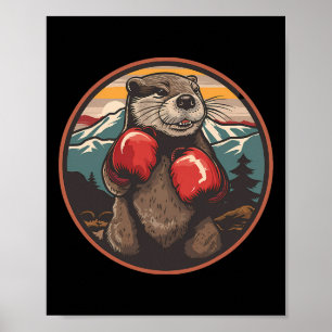 Boxande utter med boxningshandskor kickboxning rol poster