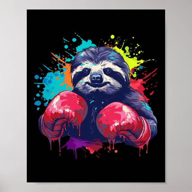 Boxar Seng med boxningshandskor Kickboxning Roligt Poster (Framsidan)