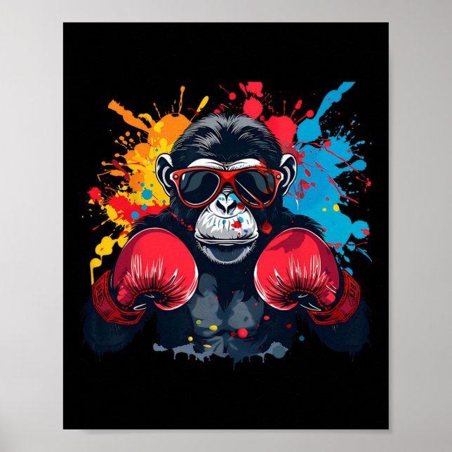 Boxarapa ihop med boxningshandsktar Kickboxning Ro Poster (Framsidan)